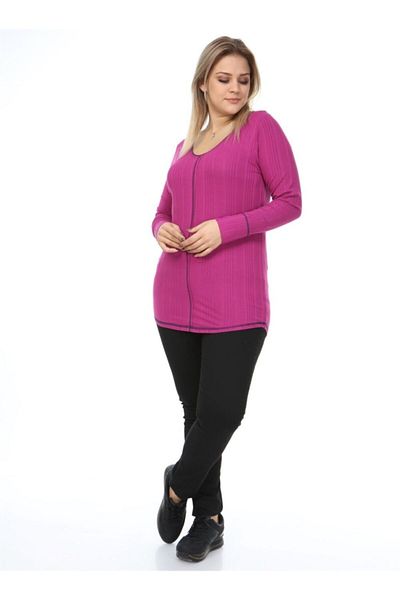 Seamoda Women's Fuchsia V-Neck Contrast Stitched Camisole Blouse
