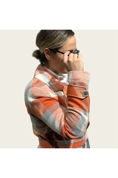 Ortaya Çık Women's Orange Double Color Detailed Kachet Coat