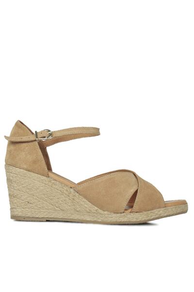 Fitbas 6620 167 Γυναικεία σανδάλια Camel Suede Μεγάλο Μέγεθος Μικρό Μέγεθος