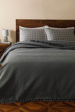 English Home Plaid Pamuklu Tek Kisilik Yatak Ortusu 160x240 Cm Koyu Gri Fiyati Yorumlari Trendyol