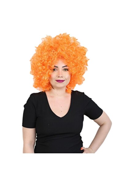 Peruk Market Perucă de animație portocalie pentru petrecere și clovn