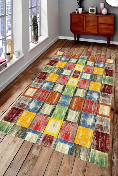 MODANOİVA Leke Tutmaz Yıkanabilir Kaymaz Dot Taban Dijital Baskı Salon Halısı...