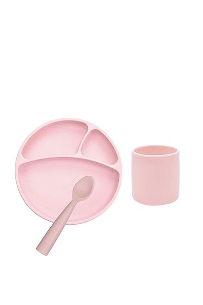 OiOi Pink 3-Piece Vacuum Plate Nam Nam Spoon Mini Cup Nutrition Set