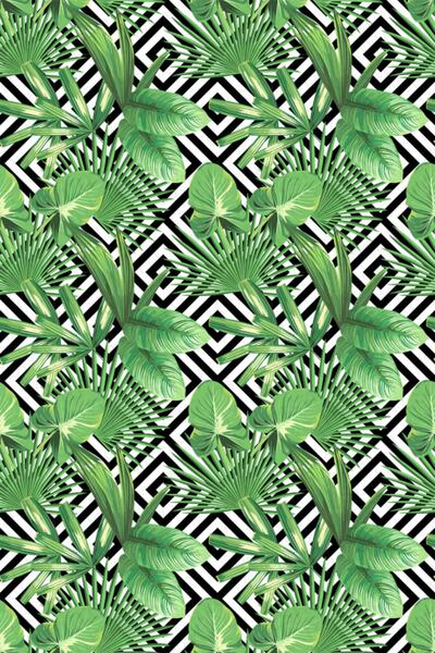 MODANOİVA Palmiye Yaprak Desenli Dijital Baskılı Halı Mrc5035