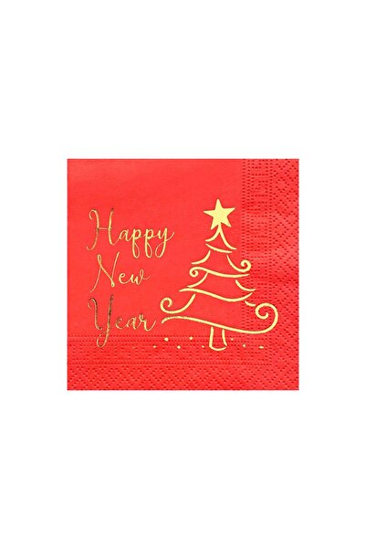 Story 25x25 Cm New Year Gold Happy New Year Patterned Pomegranate Flower Colo...