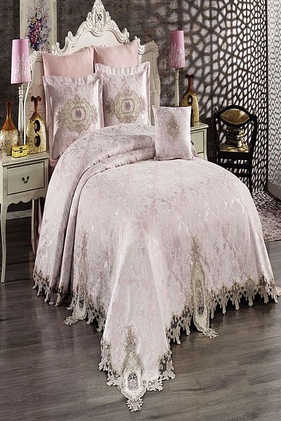 BELLOO HOME Gozde Double French Lace Chenille Pique Set