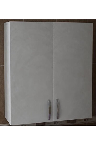 VİZYON Banyo Üst Dolabı Kapaklı Bölmeli Çamaşır Makinesi Üstü Dolap