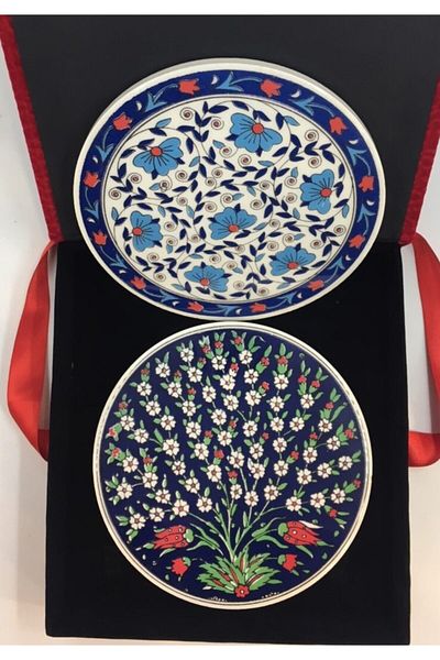 Dost Art Hediyelik Double Tile Patterned Ceramic Trivet