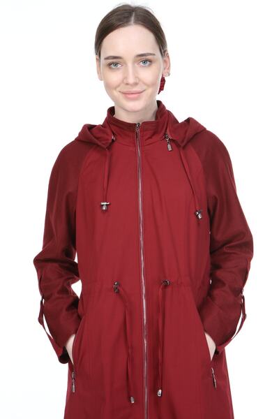 Veger Kadın Kırmızı Kapitone Kaban