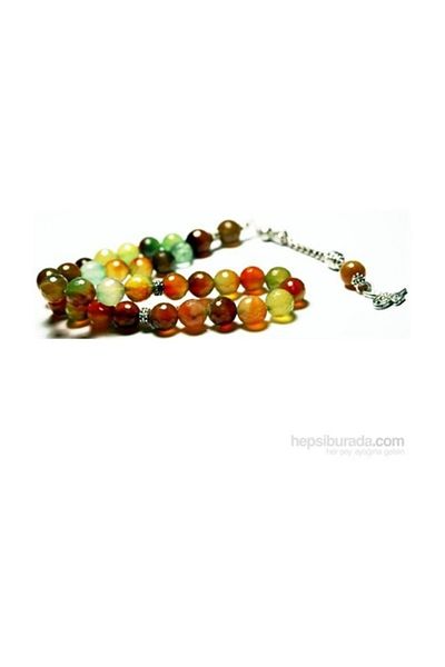 RD EKOAVM 10 Mm Facet Cut Variegated Mixed Agate Stone Rosary