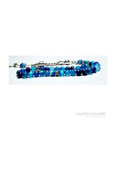 RD EKOAVM 6 Mm Facet Cut Blue Variegated Agate Stone Rosary