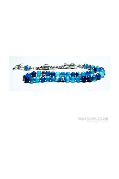 RD EKOAVM 6 Mm Facet Cut Blue Variegated Agate Stone Rosary