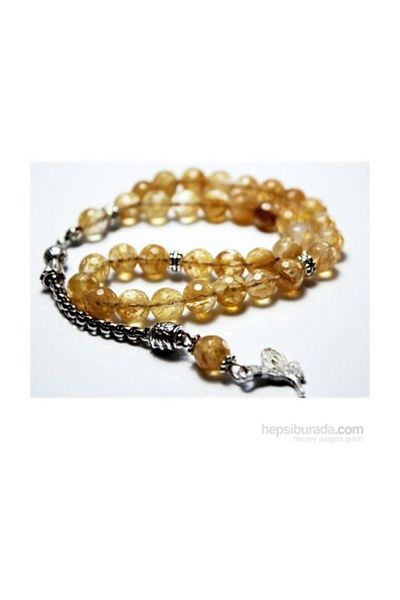 RD EKOAVM 10 Mm Facet Cut Citrine Stone Rosary