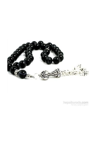 RD EKOAVM Black Striped Agate 8 Mm Globe Cut Rosary
