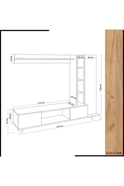 Mymob Meşe Renk  Rambuyt Tv Ünitesi