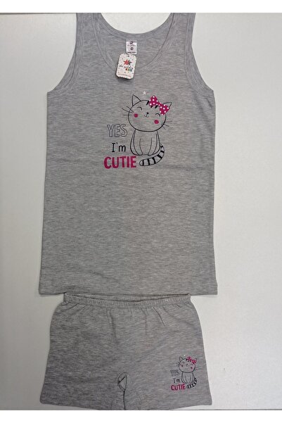 İki Yıldız Devojčina siva majica sa Pamuk komada bokserice set