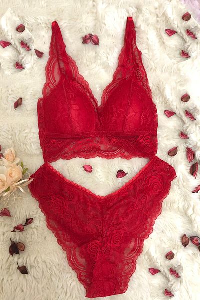 Yapıcı Underwear Women's Red Padded Red Women's Bralette Set of 2