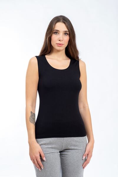 SEASOUL Kadın Bambu U Yakalı Kolsuz T-shırt