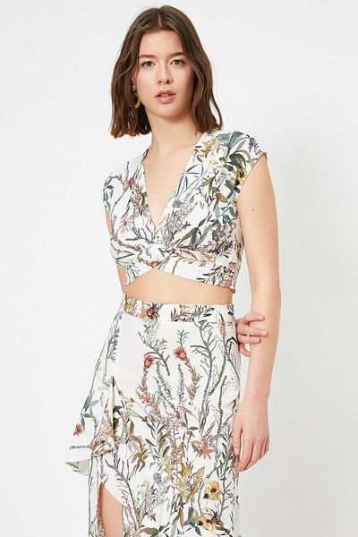 Koton Dámská bílá sukně Yours Styled by Melis Agazat vzorovaná halenka