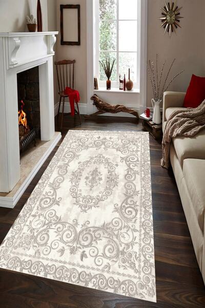 MODANOİVA Modern Osmanlı Kabartma Desenli Dijital Baskılı Halı Mrc2294