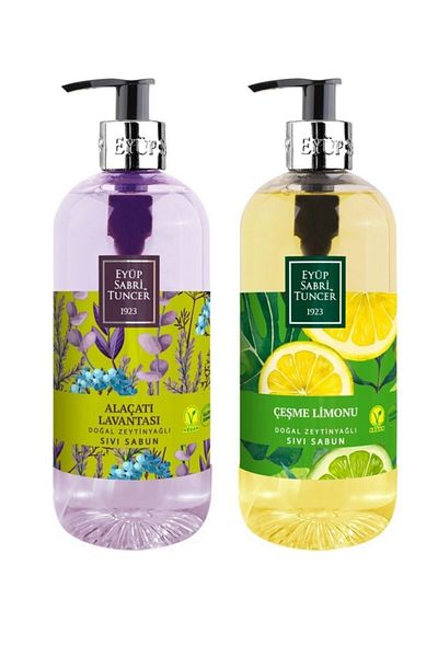 Eyüp Sabri Tuncer Natural Olive Oil Liquid Soap Alaçatı Lavender 500 Ml + Fountain Lemon 500 Ml