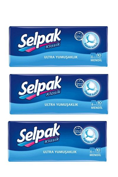 Selpak 4 Layer Classic Handkerchief 30 Packs (1 Pack of 10)