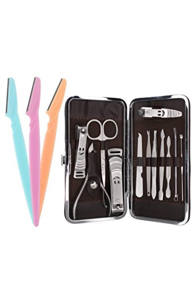 MUJGAN 3 عبوات من أدوات الحواجب + مجموعة مانيكير احترافية مكونة من 12 قطعة