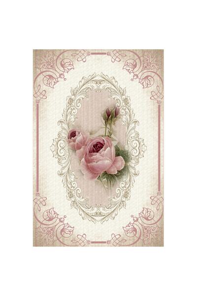 MODANOİVA Çiçek Desenli Dekoratif Dijital Baskılı Halı Mrc259