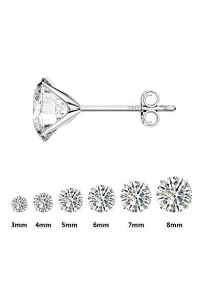 Erer Gümüş Gümüş Pimli Tek Taş Bayan Küpe Lr01f