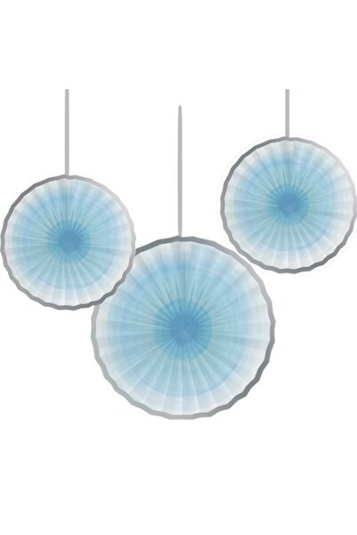 Parti Dünyası Bebek Mavisi Yelpaze Duvar Süsü 3 Adet
