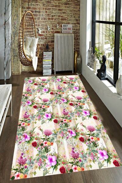 MODANOİVA Leke Tutmaz Yıkanabilir Kaymaz Dot Taban Dijital Baskı Salon Halısı Mrc2632