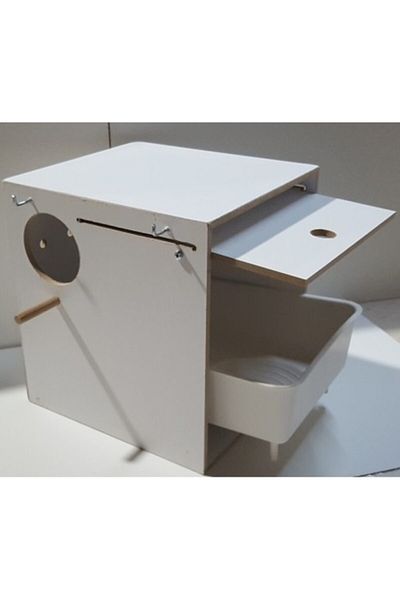 ardeppo Budgie Nest - Sleigh - Plastic Folluk - Wooden MDF Nest - 21.5 Cmx24 Cm+23 Cm (height)