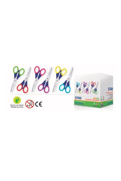 Gıpta Children's Scissors Blunt Tip Soft Handle Plastic Body 6 Colors (Pack of 24) K7050