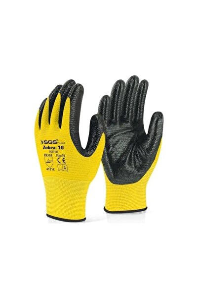 SGS 7130 Sarı Nitril Kaplı Eldiven Zebra - 10