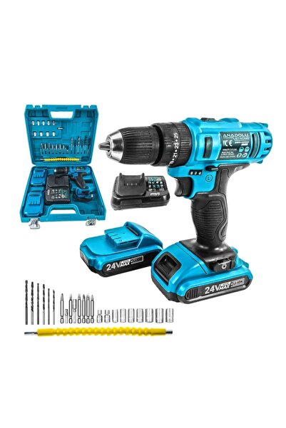 Anadolu Strong Çift Li-ion Bataryalı Darbeli 27 Parçalı Matkap Ans1045 24w 5ah