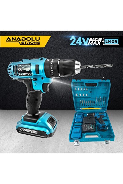 Anadolu Strong Çift Li-ion Bataryalı Darbeli 27 Parçalı Matkap Ans1045 24w 5ah