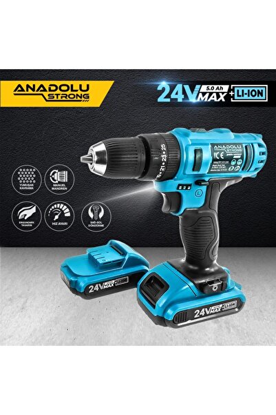 Anadolu Strong Çift Li-ion Bataryalı Darbeli 27 Parçalı Matkap Ans1045 24w 5ah