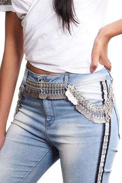 LABALABA Women's Antique Silver Plated Authentic Belt with Tughra Detail