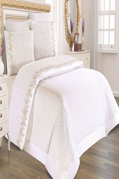 BELLOO HOME مجموعة بيكيه من الدانتيل الفرنسي المزدوج من سارة