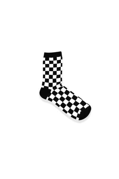 MG ÇORAP Унисекс черни карирани чорапи до глезена