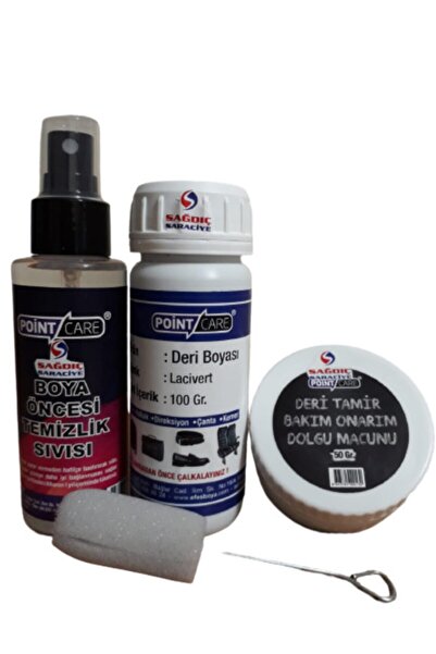 A POINT Point Care Lacivert Deri Döşeme Ayakkabı Boyası Temizlik Sıvısı Ve Point Deri Çatlak Giderici Macun