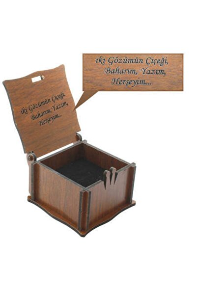 Genel Markalar Özel Mesaj Yazılı Kahverengi Ahşap Hediye Yüzük Alyans Kutusu ...