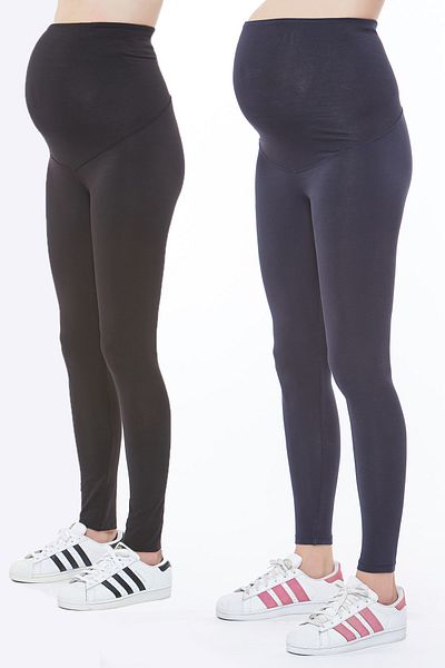 Motherway Maternity Seamless Long Black-Navy Blue Double Tights
