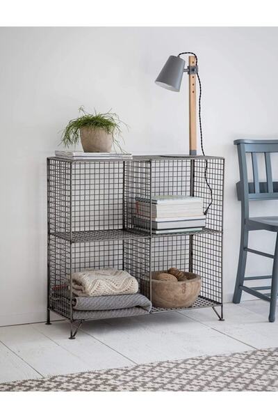 GO DEKOR Metal 4 Gözlü Orta Boy Grid (kafes) Kitaplık Rafı & Kafes Tel Vitrin