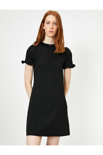 Koton Women's Black Crew Neck Dress