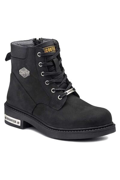 Scooter حذاء رجالي أسود من الجلد الطبيعي مقاوم للماء 5121