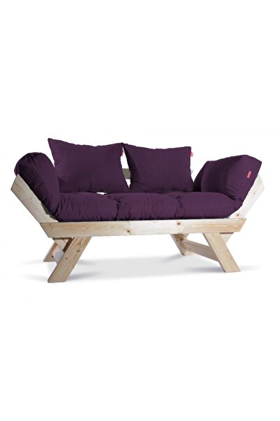 Mobildeco Kombin Wood Ahşap Iki Kişilik Kanepe (doğal/mürdüm)