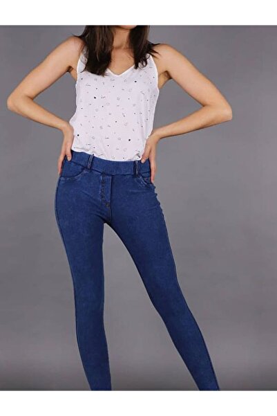 ZY BUTİK بنطال جينز نسائي مقاس كبير باللون الأزرق الداكن