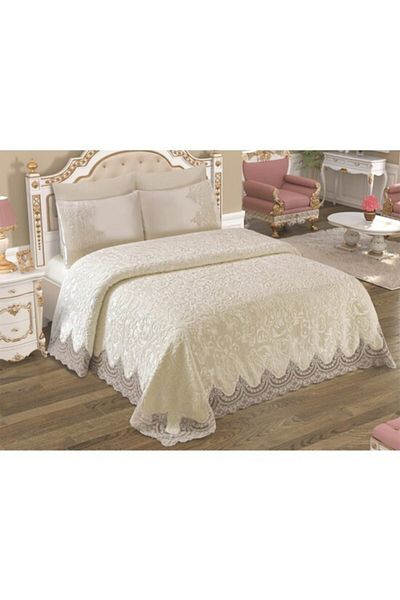 Anna Karina Cream Color Double Dowry Blanket Set