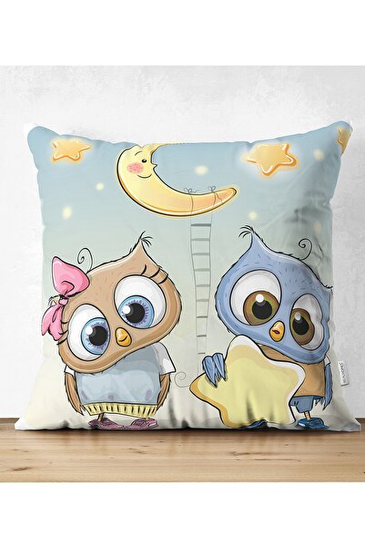 Realhomes Κάλυμμα μαξιλαριού με ψηφιακή εκτύπωση με μοτίβο κουκουβάγιας